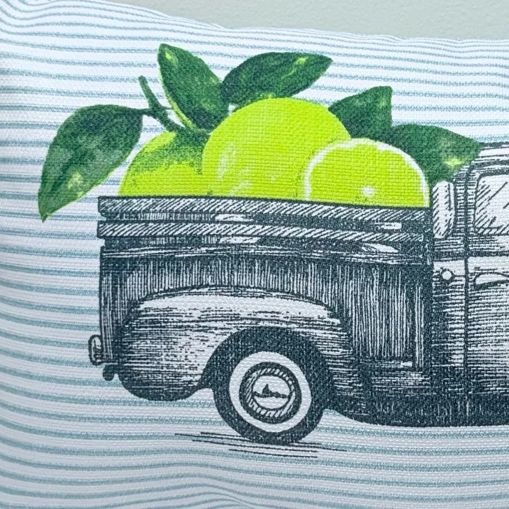 New Lemon Truck Decorative Farmhouse Indoor Outdoor Accent Pillow
